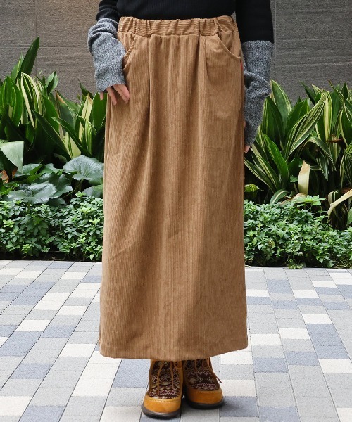 チチカカ(チチカカ)の「コーデュロイナロースカート(スカート・レディース・カーキ/ブラック/キャメル・FREE)」の1枚目の写真