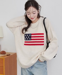 WEGO/グラフィックニットBIGプルオーバー