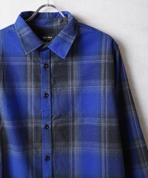 SHAKA WeAR(シャカウェア)の「【SHAKA Wear】PLAID FLANNEL OVERSHIRT / プレイド フランネル オーバーシャツ(シャツ/ブラウス・メンズ・ブルー系その他/ブラック系その他/ブラウン系その他/ネイビー系・LARGE)」の1枚目の写真