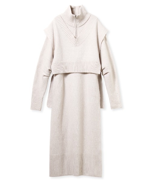 【NEW YEAR’S SPECIAL ITEM】ベスト×ハーフジップニットワンピース（ワンピース）｜emmi（エミ）