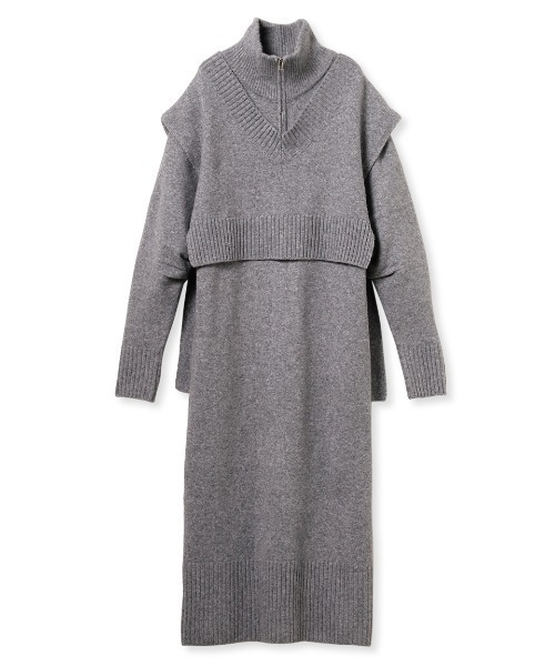 【NEW YEAR’S SPECIAL ITEM】ベスト×ハーフジップニットワンピース（ワンピース）｜emmi（エミ）