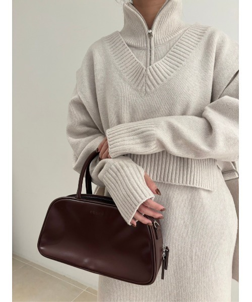 【NEW YEAR’S SPECIAL ITEM】ベスト×ハーフジップニットワンピース（ワンピース）｜emmi（エミ）