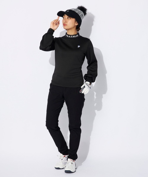新品　G.G.G レディース 長袖モックネックシャツ ブラック M 42 セール】【FILA GOLF/フィラゴルフ】レディース長袖モックネック