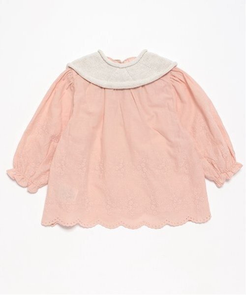 petit main（プティマイン）の「【リンク】ニット衿シャーリングブラウス(キッズ)（シャツ/ブラウス・キッズ・ピンク/キナリ・80ｃｍ/90cm/110cm/100cm/120cm/130cm）」の6枚目の写真