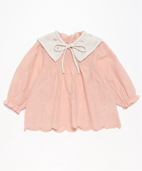 petit main（プティマイン）の「【リンク】ニット衿シャーリングブラウス(キッズ)（シャツ/ブラウス・キッズ・ピンク/キナリ・80ｃｍ/90cm/110cm/100cm/120cm/130cm）」の13枚目の写真