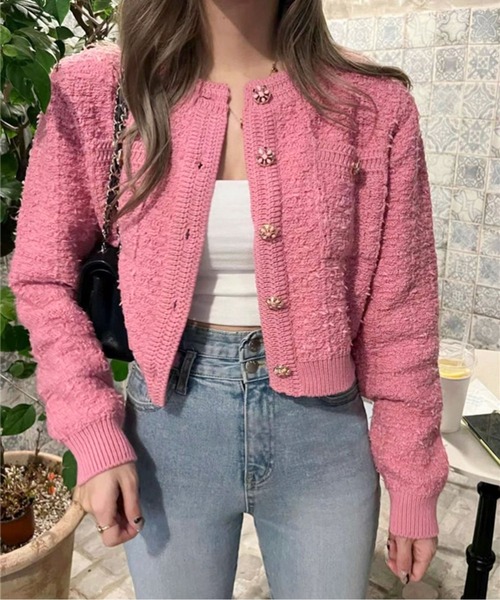 ノーカラーニットカーディガン（カーディガン/ボレロ）｜AMAJI（アマジ） 5,359円