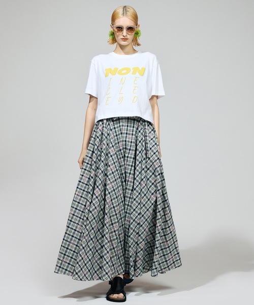 NON TOKYO(ノントーキョー)の「FLOCKED PRINT LONG SKIRT(スカート・レディース・イエロー/チェック・FREE)」の7枚目の写真