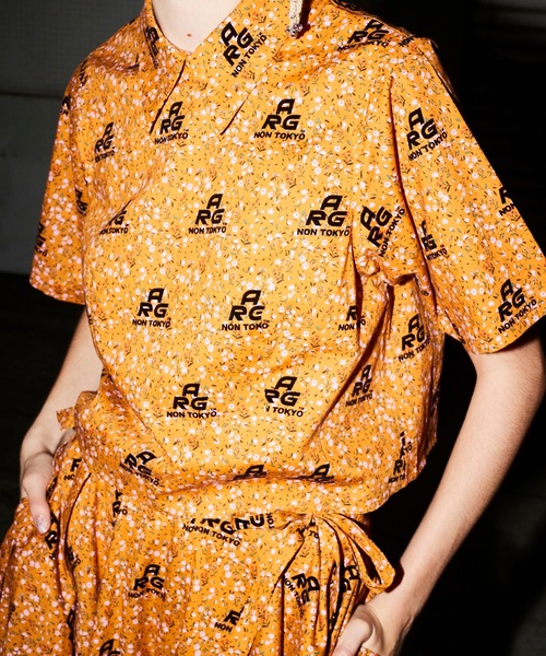 NON TOKYO(ノントーキョー)の「FLOCKED PRINT LONG SKIRT(スカート・レディース・イエロー/チェック・FREE)」の4枚目の写真
