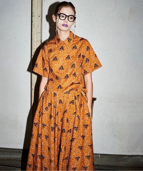 NON TOKYO(ノントーキョー)の「FLOCKED PRINT LONG SKIRT(スカート・レディース・イエロー/チェック・FREE)」の6枚目の写真