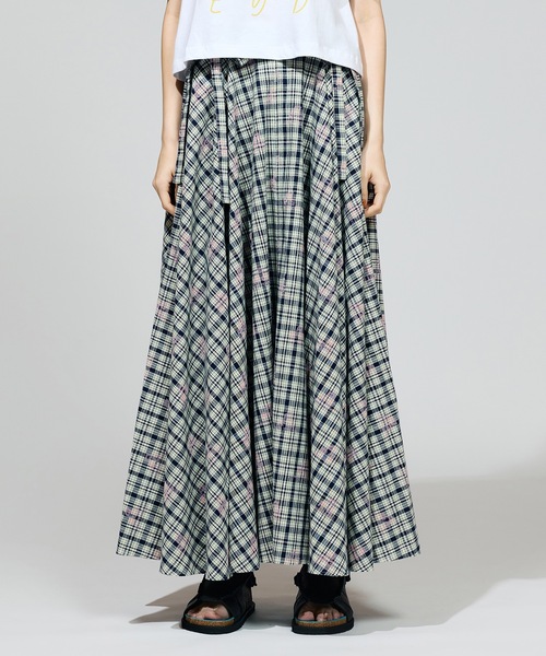 NON TOKYO(ノントーキョー)の「FLOCKED PRINT LONG SKIRT(スカート・レディース・イエロー/チェック・FREE)」の8枚目の写真