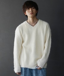 MinoriTY | 【MinoriTY】Vネックモヘアライクニット メンズ セーター レギュラーフィット 春服 冬服 ウィメンズ ユニセックス(ニット/セーター)