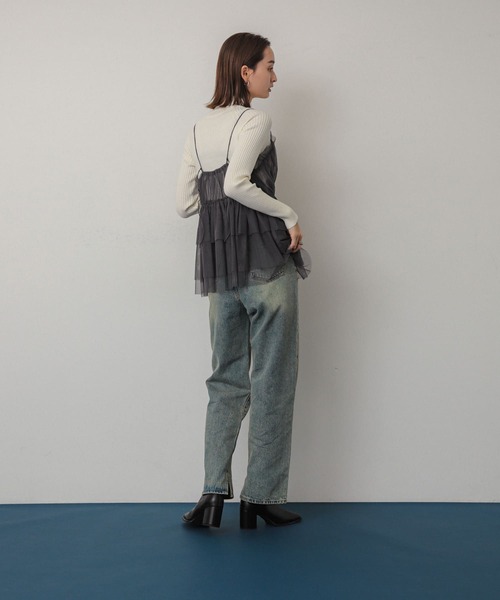 SENSE OF PLACE by URBAN RESEARCH（センスオブプレイスバイアーバンリサーチ）の「フリルチュールキャミチュニック（キャミソール・レディース・ブラック/チャコールグレー・ONE）」の13枚目の写真