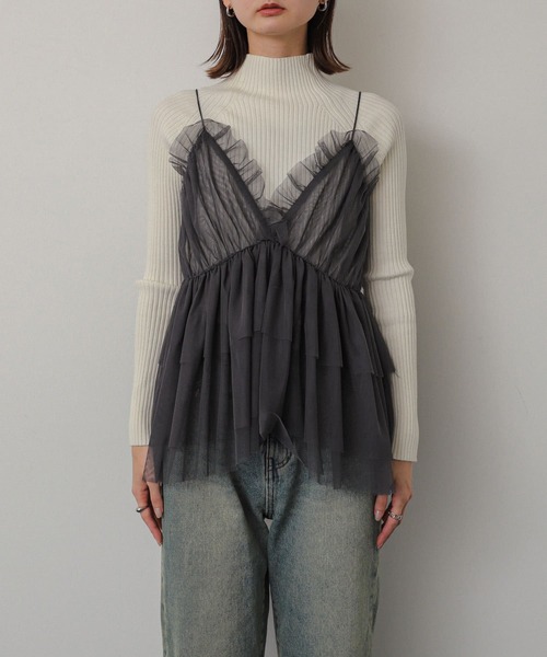 SENSE OF PLACE by URBAN RESEARCH（センスオブプレイスバイアーバンリサーチ）の「フリルチュールキャミチュニック（キャミソール・レディース・ブラック/チャコールグレー・ONE）」の14枚目の写真