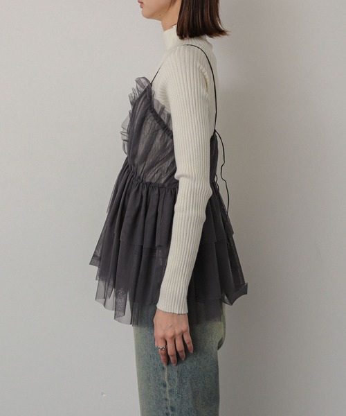 SENSE OF PLACE by URBAN RESEARCH（センスオブプレイスバイアーバンリサーチ）の「フリルチュールキャミチュニック（キャミソール・レディース・ブラック/チャコールグレー・ONE）」の15枚目の写真