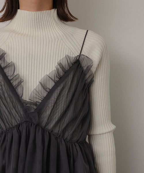 SENSE OF PLACE by URBAN RESEARCH（センスオブプレイスバイアーバンリサーチ）の「フリルチュールキャミチュニック（キャミソール・レディース・ブラック/チャコールグレー・ONE）」の17枚目の写真