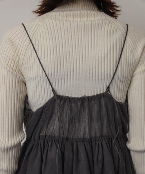 SENSE OF PLACE by URBAN RESEARCH（センスオブプレイスバイアーバンリサーチ）の「フリルチュールキャミチュニック（キャミソール・レディース・ブラック/チャコールグレー・ONE）」の18枚目の写真