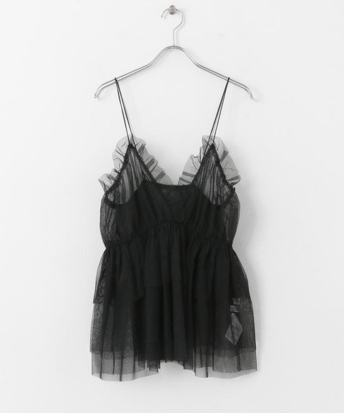 SENSE OF PLACE by URBAN RESEARCH（センスオブプレイスバイアーバンリサーチ）の「フリルチュールキャミチュニック（キャミソール・レディース・ブラック/チャコールグレー・ONE）」の19枚目の写真