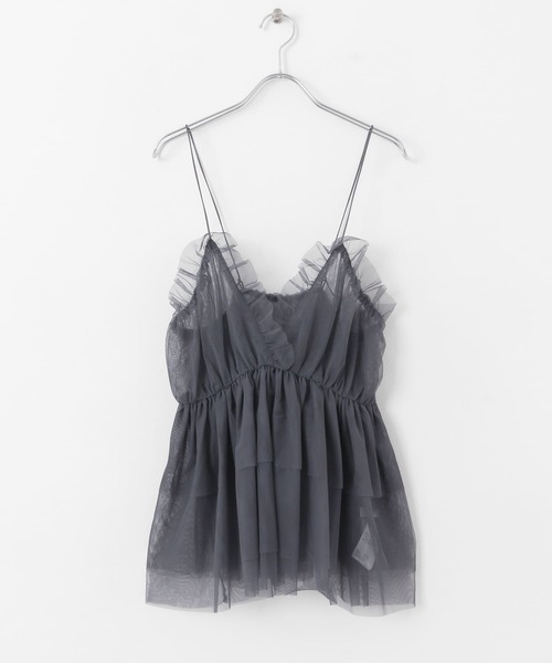SENSE OF PLACE by URBAN RESEARCH（センスオブプレイスバイアーバンリサーチ）の「フリルチュールキャミチュニック（キャミソール・レディース・ブラック/チャコールグレー・ONE）」の20枚目の写真
