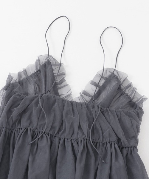 SENSE OF PLACE by URBAN RESEARCH（センスオブプレイスバイアーバンリサーチ）の「フリルチュールキャミチュニック（キャミソール・レディース・ブラック/チャコールグレー・ONE）」の22枚目の写真