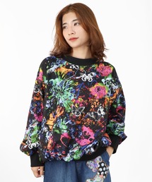 ScoLar（スカラー）の「143670：花蝶アート柄 裏起毛プルオーバー（Tシャツ/カットソー・レディース）」