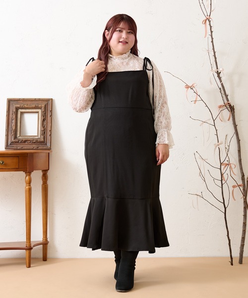 Louiosy(ルオシー)の「【大きいサイズ】マーメイドキャミワンピース(ワンピース・レディース・ブラック/ブラウン系その他/ピンク・LL/3L/4L)」の4枚目の写真
