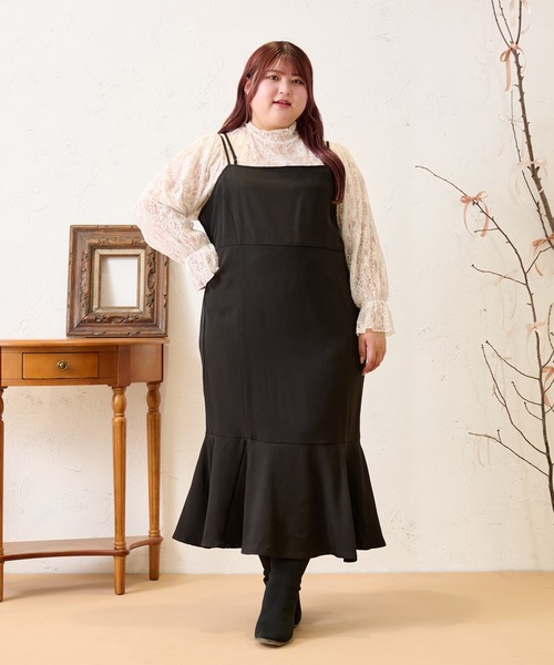 ルオシー☆4L☆アシメデザインキャミワンピース☆ Louiosy 大きいサイズ】アシンメトリーデザインキャミワンピース