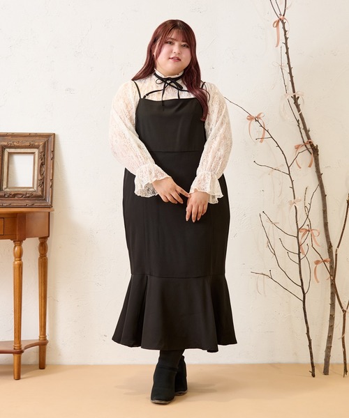 Louiosy(ルオシー)の「【大きいサイズ】マーメイドキャミワンピース(ワンピース・レディース・ブラック/ブラウン系その他/ピンク・LL/3L/4L)」の15枚目の写真