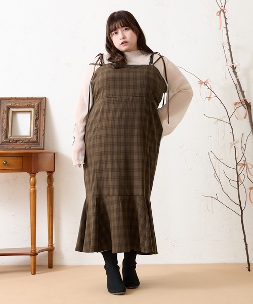 Louiosy(ルオシー)の「【大きいサイズ】マーメイドキャミワンピース(ワンピース・レディース・ブラック/ブラウン系その他/ピンク・LL/3L/4L)」の16枚目の写真