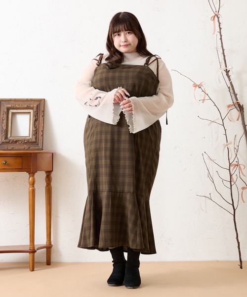 Louiosy(ルオシー)の「【大きいサイズ】マーメイドキャミワンピース(ワンピース・レディース・ブラック/ブラウン系その他/ピンク・LL/3L/4L)」の17枚目の写真