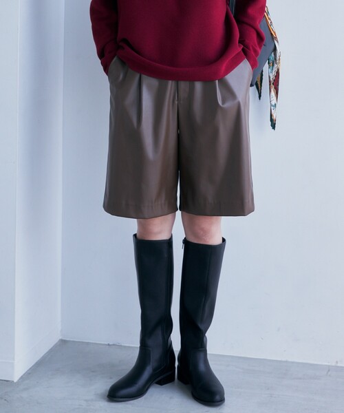 THE SHOP TK (ザ ショップ ティーケー )の「◆【@BAILA掲載】合皮ハーフパンツ(その他パンツ・レディース・ブラウン系その他/ブラック・12/13)」の1枚目の写真