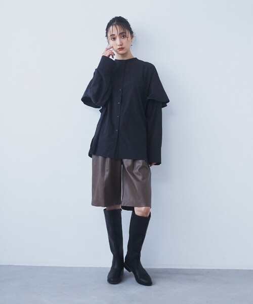 THE SHOP TK (ザ ショップ ティーケー )の「◆【@BAILA掲載】合皮ハーフパンツ(その他パンツ・レディース・ブラウン系その他/ブラック・12/13)」の5枚目の写真