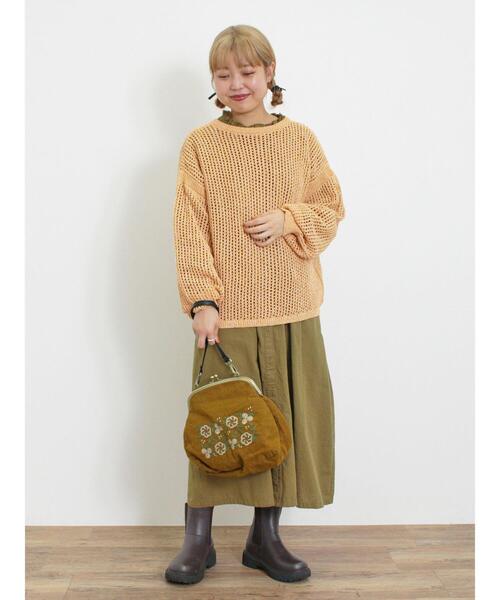 Samansa Mos2（サマンサ モスモス）の「柄アソートシャーリングネックワンピース（ワンピース・レディース・カーキ/チャコールグレー/パープル/ベージュ/キナリ・F）」の4枚目の写真