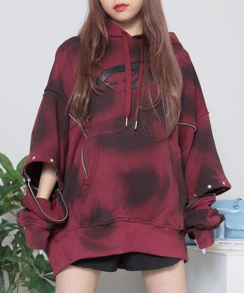 sevens（セブンズ）の「【sevens】袖脱着ロゴスプレーパーカー（パーカー・レディース・ブラック/レッド/ベージュ・L）」の21枚目の写真