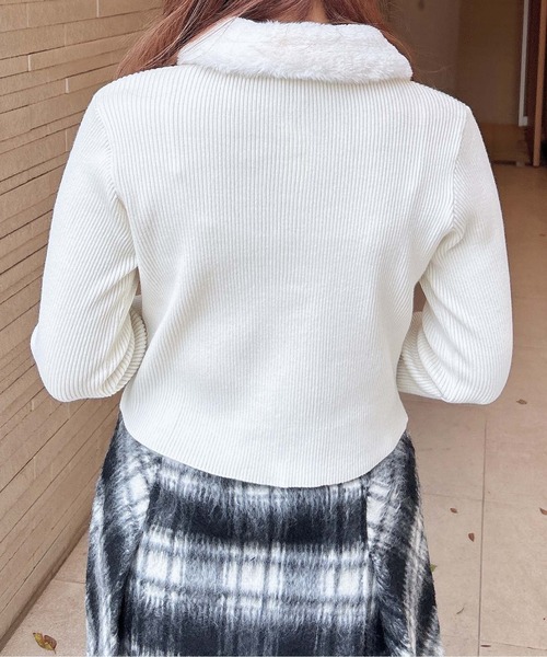 INGNI（イング）の「ファー付ニットカーディガン（カーディガン/ボレロ・レディース・グレー系その他/ブラック/アイボリー・M）」の8枚目の写真