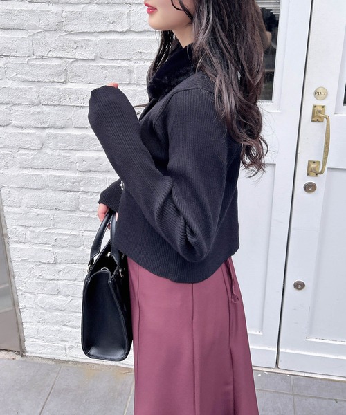 INGNI（イング）の「ファー付ニットカーディガン（カーディガン/ボレロ・レディース・グレー系その他/ブラック/アイボリー・M）」の14枚目の写真