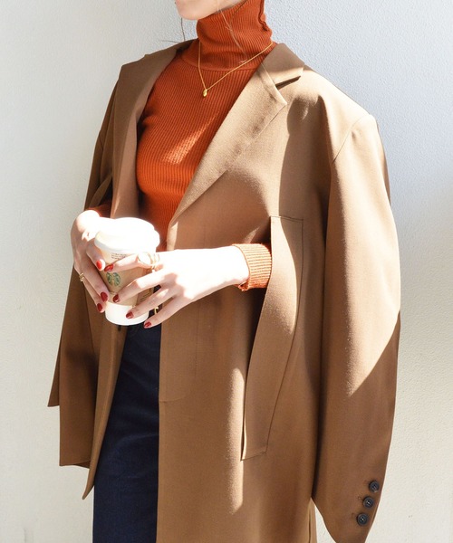 styiro(スタイロ)の「【13色展開・なめらか伸縮性あり】タートルハイネックリブニット(ニット/セーター・レディース・ブラウン/テラコッタ/レッド/ブラック/アイボリー/グレー/グリーン系その他/パープル/キャメル/ローズ/ライトブルー/グリーン/ネイビー/ローズ系/オレンジ・FREE)」の21枚目の写真