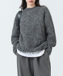 crew neck shaggy knit pullover