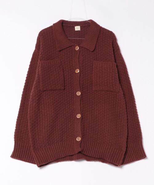 新品タグ付！apres jour clairポロニットカーディガン　オレンジ apres jour clair（アプレジュールクレア）の「apres jour clair