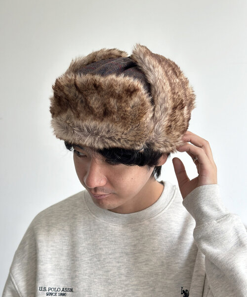 CPCM（シーピーシーエム）の「チェックフライトキャップ（キャップ・メンズ・グレー/ブラウン/ベージュ・FREE）」の3枚目の写真