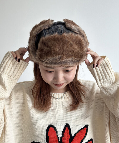 CPCM（シーピーシーエム）の「チェックフライトキャップ（キャップ・メンズ・グレー/ブラウン/ベージュ・FREE）」の2枚目の写真