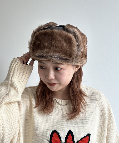 CPCM（シーピーシーエム）の「チェックフライトキャップ（キャップ・メンズ・グレー/ブラウン/ベージュ・FREE）」の4枚目の写真