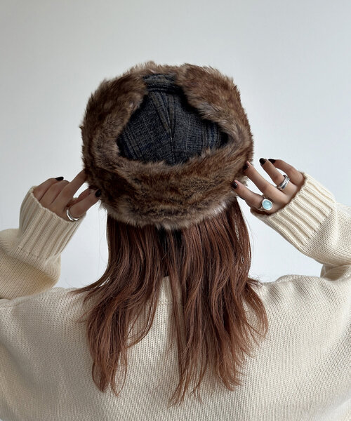 CPCM（シーピーシーエム）の「チェックフライトキャップ（キャップ・メンズ・グレー/ブラウン/ベージュ・FREE）」の6枚目の写真