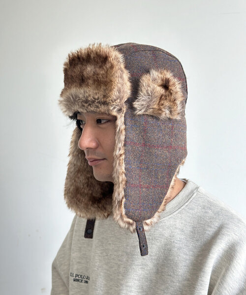 CPCM（シーピーシーエム）の「チェックフライトキャップ（キャップ・メンズ・グレー/ブラウン/ベージュ・FREE）」の8枚目の写真