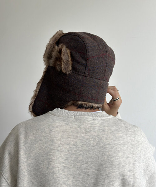 CPCM（シーピーシーエム）の「チェックフライトキャップ（キャップ・メンズ・グレー/ブラウン/ベージュ・FREE）」の10枚目の写真