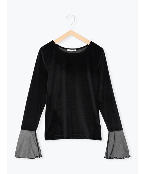 ehka sopo（エヘカソポ）の「シアーXベロアカットソー（Tシャツ/カットソー・レディース・キナリ/ブラック/ベージュ/ピンク・F）」の18枚目の写真