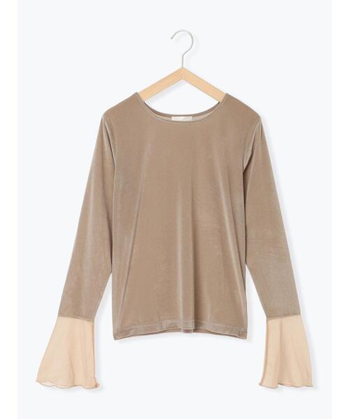 ehka sopo（エヘカソポ）の「シアーXベロアカットソー（Tシャツ/カットソー・レディース・キナリ/ブラック/ベージュ/ピンク・F）」の19枚目の写真