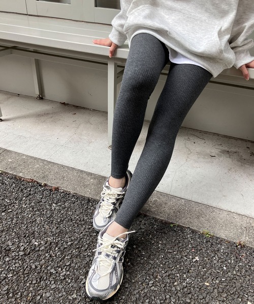 meJane(ミージェーン)の「リブテレコレギンス(レギンス/スパッツ・レディース・グレー/チャコールグレー/ブラック・S/M/L/LL)」の3枚目の写真