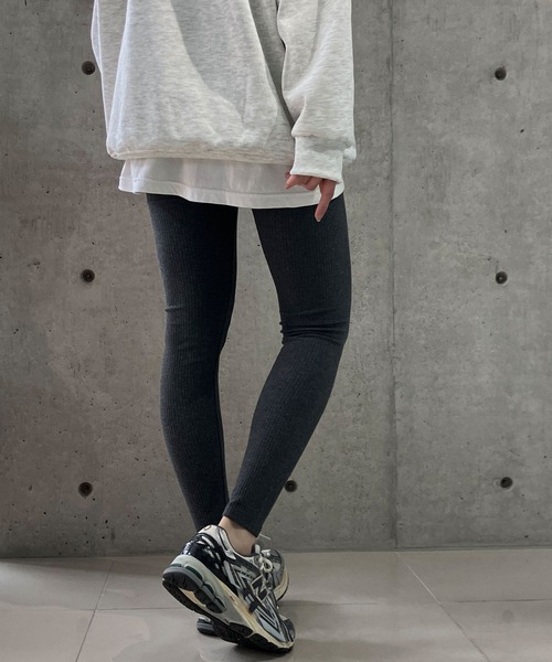 meJane(ミージェーン)の「リブテレコレギンス(レギンス/スパッツ・レディース・グレー/チャコールグレー/ブラック・S/M/L/LL)」の8枚目の写真