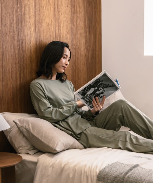 【セール】【抗菌・消臭効果・植物由来・サステナブル】優肌ナイトウェアジョガーパンツ×プルオーバーセットアップ(WOMEN'S)（ルームウェア/パジャマ）｜Bonjour Sagan（ボンジュールサガン）