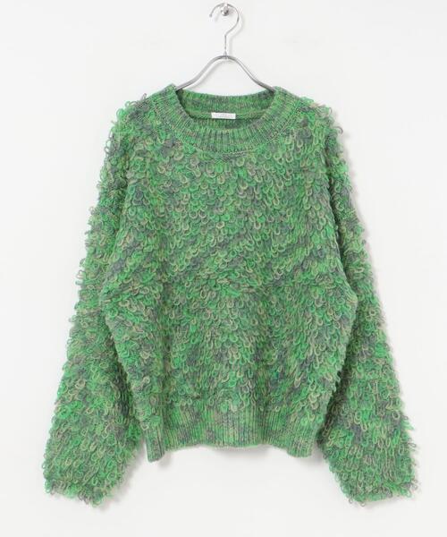 ITEMS URBANRESEARCH(アイテムズ アーバンリサーチ)の「ループ編みミックスニット(ニット/セーター・レディース・グリーン/レッド・FREE)」の6枚目の写真